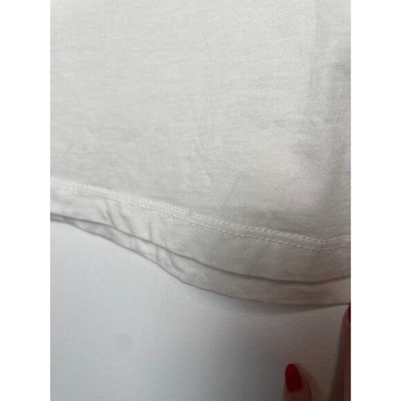 Veronica Beard Briana Embroidered Short-Puffed Sleeve Tee White & Light Khaki M - Picture 7 of 16